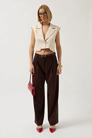 Düğme Detay Cepli Yelek