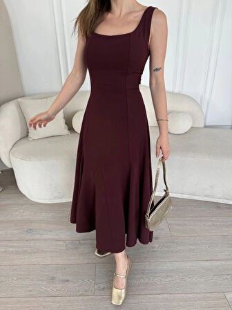 ırt Dekolteli Kolsuz Uzun Elbise  ürdüm