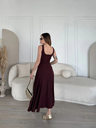 ırt Dekolteli Kolsuz Uzun Elbise  ürdüm