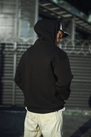 Üç İplik Penye Kapşonlu Basic weathirt  iyah