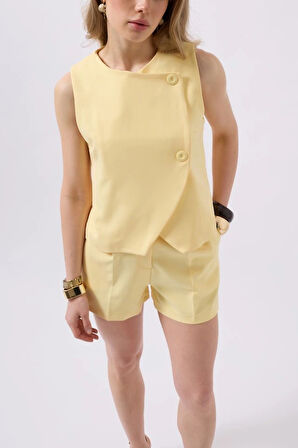 Yandan Düğmeli Dokuma Yelek