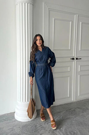 avi Tencel Uzun Kollu Elbise