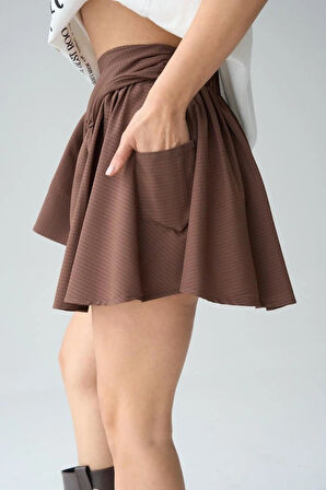 Gömlek Bağlamalı Şort  KAHVE