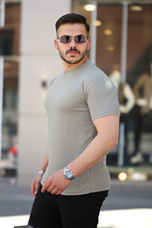 Erkek Ağaç Kabuğu Desenli Kısa Kollu Tshirt