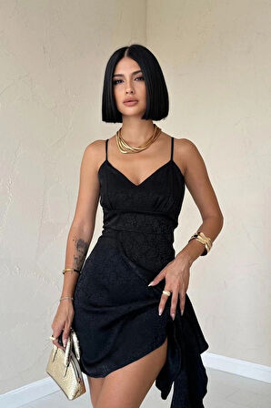 iyah Jakarlı Asimetrik Elbise