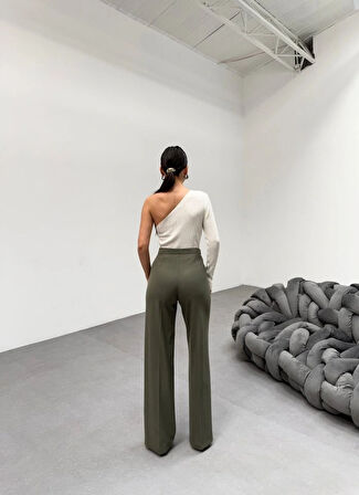 230 Gr Poly Viscose Lycra Metal Düğme Palazzo Pantolon