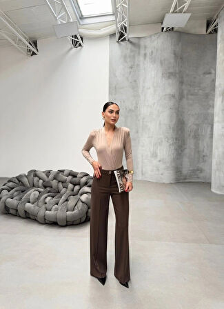 Yüksek Bel Straight Fit Palazzo Pantolon