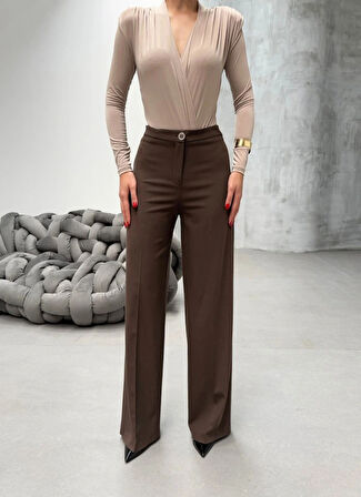 Yüksek Bel Straight Fit Palazzo Pantolon