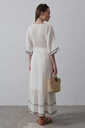 KolEtekNakışlıElbise  Beyaz