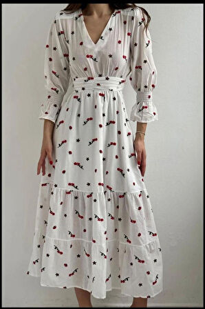 Kırmızı Gipeli Vual Elbise