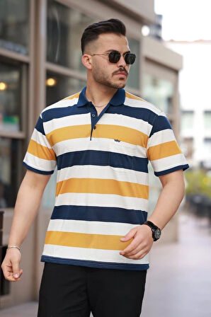 Erkek Yakalı çok Renkli Kısa Kollu Tshirt