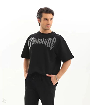 Unisex Oversize Taşlı Thirt  iyah