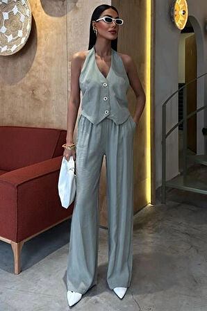 Halter Yaka Yelekli odal Takım 10144