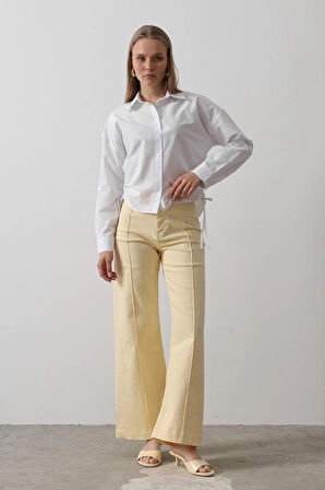 Yanları Bağlamalı Basic Gömlek  Beyaz