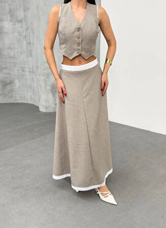 Gi̇o Çi̇zgi̇li̇ Garni̇li̇ i̇di̇ Etek Yelek Takim