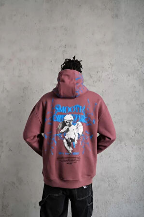 Erkek Yıldırım Baskılı Kapşonlu weat  Gül Kurusu