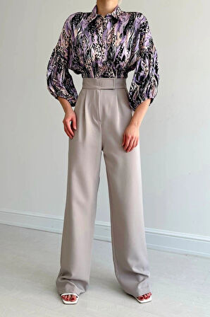 Beli Lastikli aten Gömlek  Lila