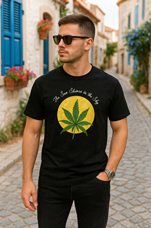 Ön Ve Arka Baskılı Oversize Bisiklet Yaka Tshirt iyah