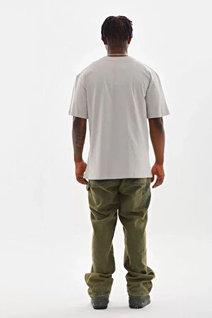 Unisex Baskılı Oversize Thirt  Gri