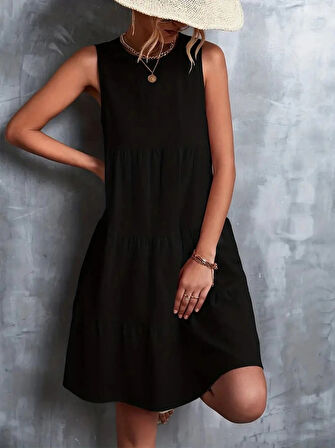 Kadın Sıfır Kol Bisiklet Yaka Aerobin Elbise