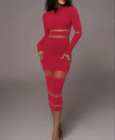 Kadın şerit Transparan Detay Fırsat ürün idi Boy Elbise