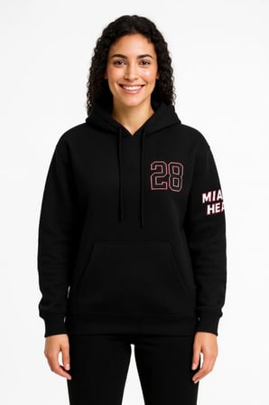Üç İplik Kapüşonlu Ön Ve Arka Baskılı weathirt Hoodie  iyah