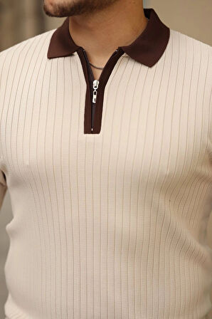 Erkek Kol Ve Yaka Detaylı Uzun Kollu Triko