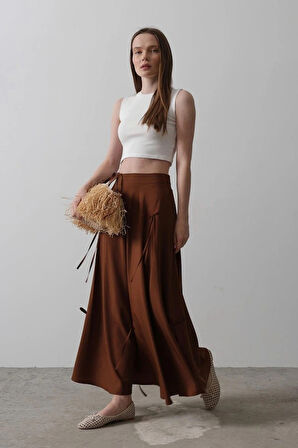 Fiyonk Kloş Etek  Kahve