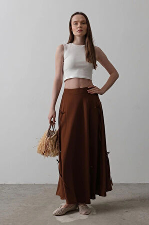 Fiyonk Kloş Etek  Kahve