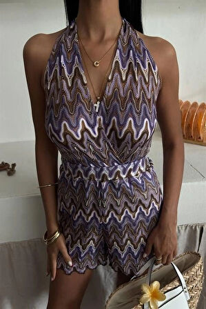 Zikzak Desenli ulti Renk Geçişli ini Tulum 1365