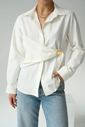 Bağlamalı Gömlek  Ekru