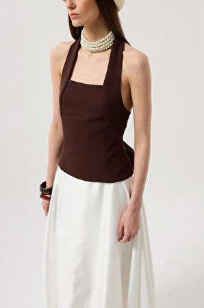 Kalın Askılı Crop Bluz