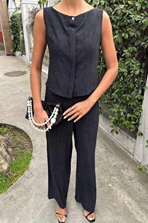 ıfır Kollu Bluz Batik Desenli Pantolon İkili Takım 1018108