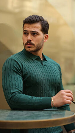 Erkek Saç örgü Desen Uzun Kollu Triko