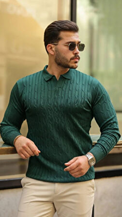 Erkek Saç örgü Desen Uzun Kollu Triko