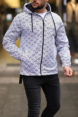 Unisex Kapüşonlu İçi Astarlı Yağmurluk  Beyaz