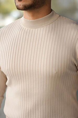 Erkek Yarım Balıkçı Yaka Fitilli Triko