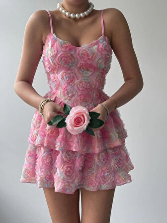 Flora İp Askılı Elbise