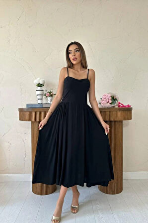 iyah Göğüs Kuplu Uzun Büzgülü Elbise