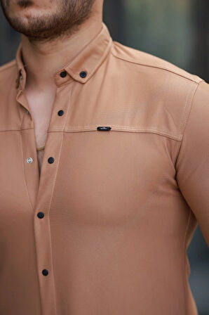 Erkek çıtçıt Düğmeli Dikiş Detaylı Uzun Kollu Gömlek