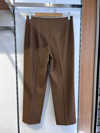 Poly Viscose Yüksek Bel Pervazli Pantolon