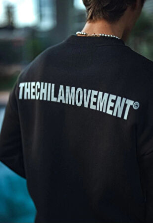 Kışlık Bisiklet Yaka Oversize Baskılı weathirt  iyah