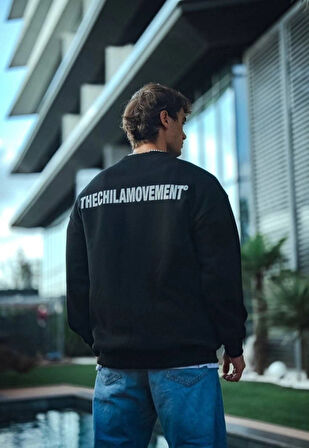 Kışlık Bisiklet Yaka Oversize Baskılı weathirt  iyah