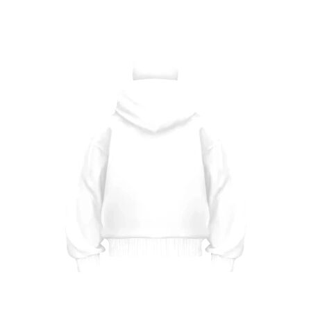 amuray Ninja Çift Kapşonlu ZIP Fermuarlı Kanguru Çepli Tam Fermuarlı Hoodie wetshirt  Beyaz
