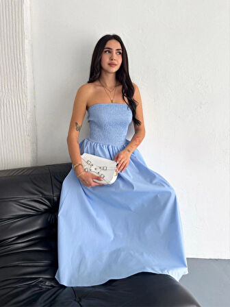 traplez Pileli Elbise  Açık avi