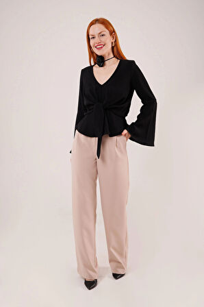 Ön Bağlamalı Volan Kol iyah Bluz