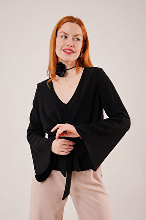 Ön Bağlamalı Volan Kol iyah Bluz