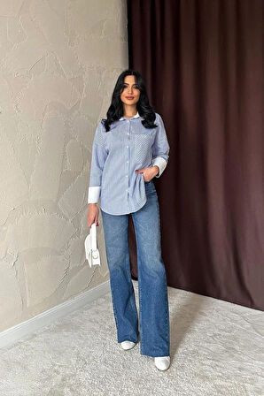 avi Çizgili Poplin Uzun Kol Gömlek