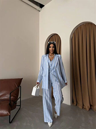 ÇİZGİİ CEKET KETEN  avi