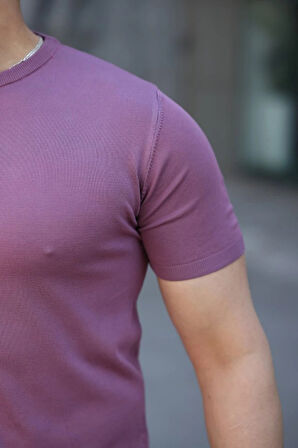 Erkek Viskon Kumaş Bisiklet Yaka Basic Tişört